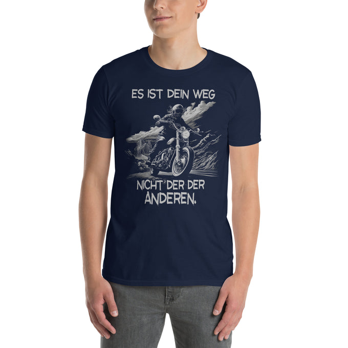 Biker T-Shirt " Es ist Dein Weg nicht der der anderen" Variante1 – Marineblau – Vorderansicht