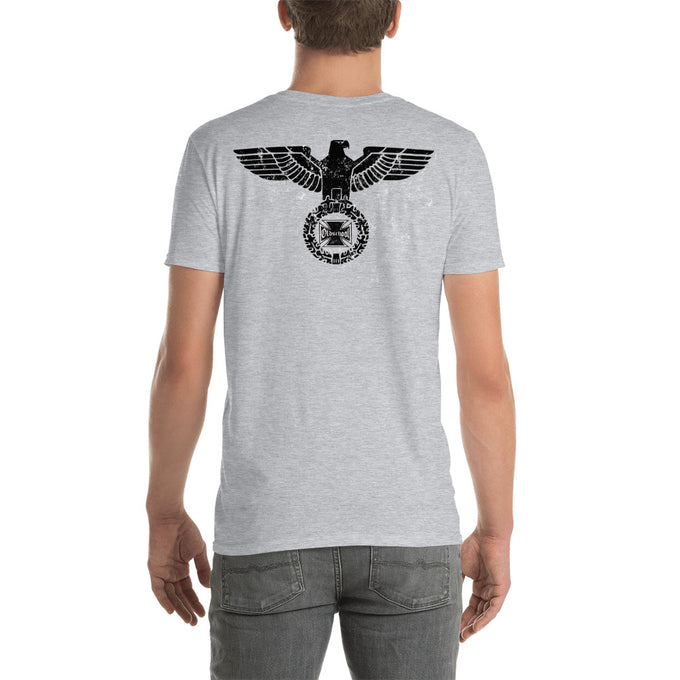 Biker Motorrad T-Shirt"Oldschool Backprint" Variante 4 – Sportgrau – Rückansicht