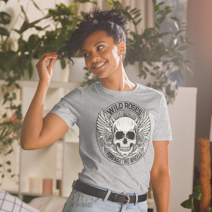 Damen T-Shirt "Wild Roses" Variante 2 – Sportgrau – Vorderansicht