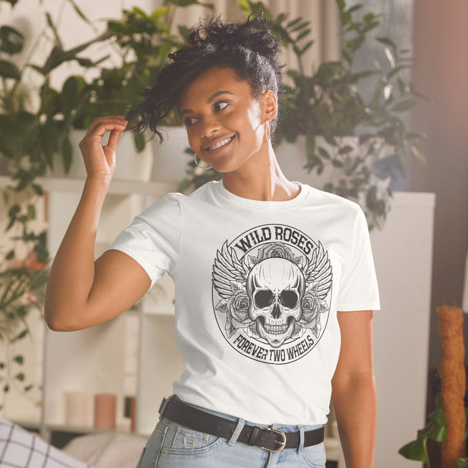 Damen T-Shirt "Wild Roses" Variante 2 – Weiß – Vorderansicht