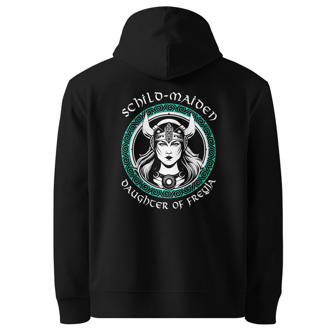 Wikinger Shirts &amp; Hoodies: "Daughter of Freya Lagertha Schildmaid Runen" Variante 2 – Schwarz – Rückansicht