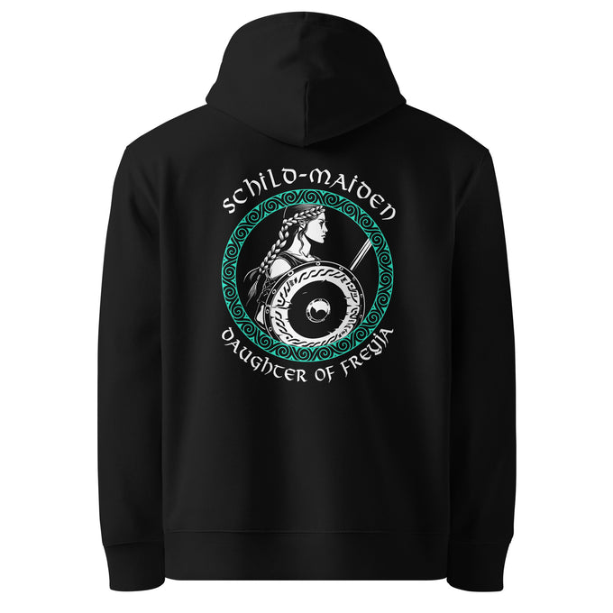 Wikinger Shirts &amp; Hoodies "Daughter of Freya Lagertha Schildmaid Runen" Variante 3 – Schwarz – Rückansicht