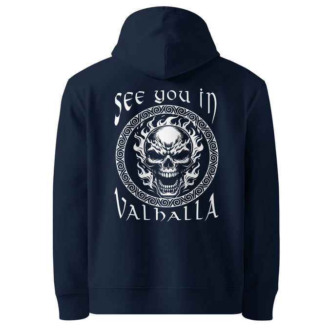 Wikinger T-Shirt und Hoodies Wikinger "SEE YOU IN VALHALLA" Variante 5 – Marineblau – Rückansicht