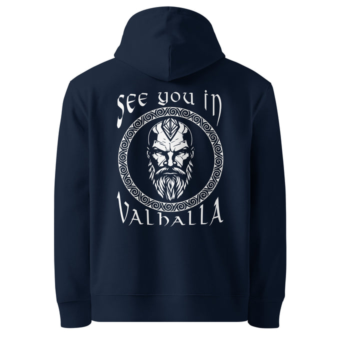 Wikinger T-Shirt und Hoodies Wikinger "SEE YOU IN VALHALLA" Variante 6 – Marineblau – Rückansicht