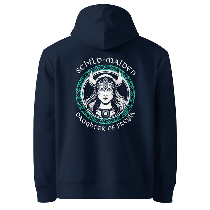 Wikinger Shirts &amp; Hoodies: "Daughter of Freya Lagertha Schildmaid Runen" Variante 2 – Marineblau – Rückansicht