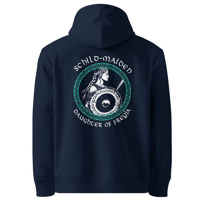 Wikinger Shirts &amp; Hoodies "Daughter of Freya Lagertha Schildmaid Runen" Variante 3 – Marineblau – Rückansicht