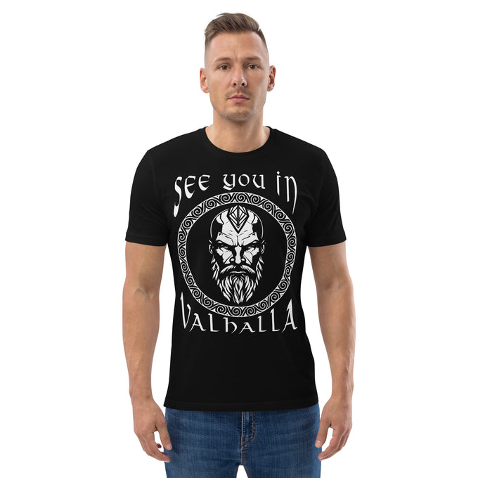 Wikinger T-Shirt und Hoodies Wikinger "SEE YOU IN VALHALLA" Variante 5 – Schwarz – Vorderansicht