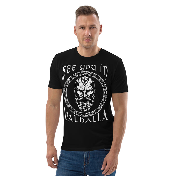Wikinger T-Shirt und Hoodies Wikinger "SEE YOU IN VALHALLA" Variante 5 – Schwarz – Vorderansicht