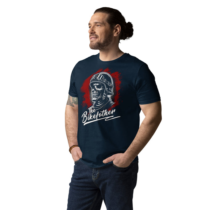 Biker Motorrad T-Shirts " The Bikefather " Variante 2 – Marineblau – Vorderansicht