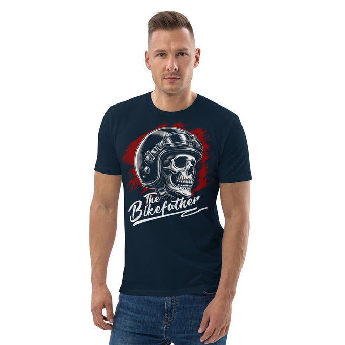 Biker Motorrad T-Shirts " The Bikefather " Variante 3 – Marineblau – Vorderansicht