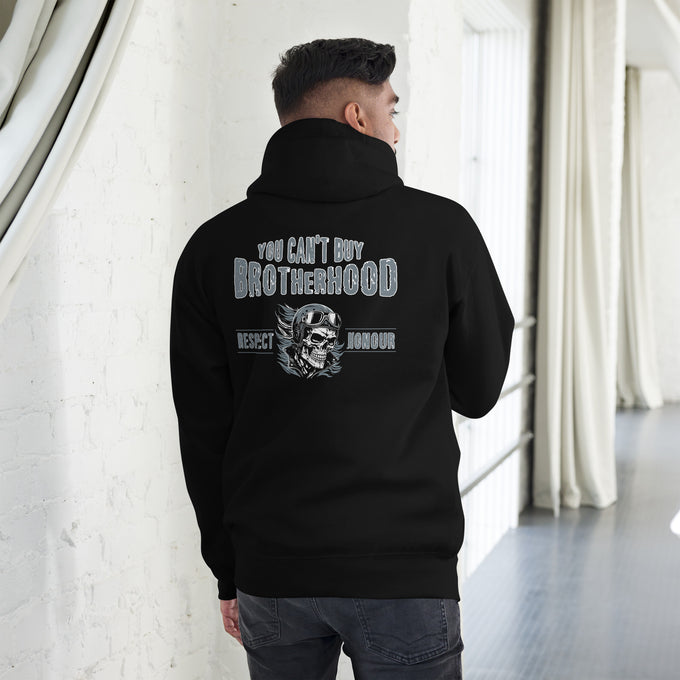 Biker - Premium Unisex Hoodie " Biker Brotherhood" Variante 9 – Schwarz – Rückansicht