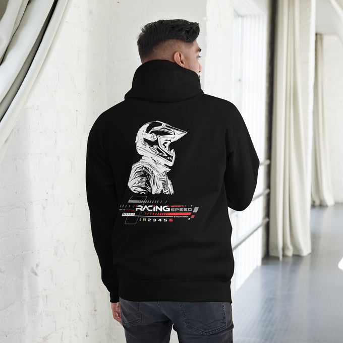 Biker - Premium Unisex Hoodie " Speed Limit Create Your Own Speed " Variante 2 – Schwarz – Rückansicht