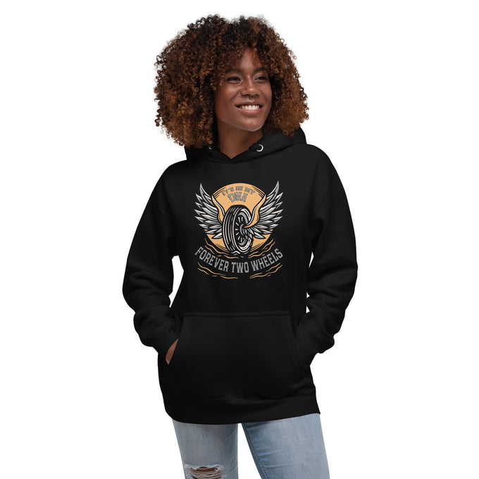 Biker - Premium Unisex Hoodie " Forever Two Wheels I´s My DNA" – Schwarz – Vorderansicht