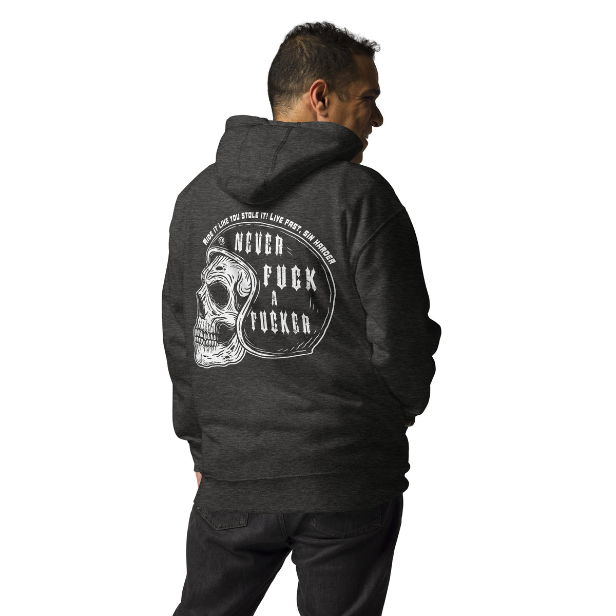 Biker - Premium Unisex Hoodie "NEVER FUCK A FUCKER" Variante 1