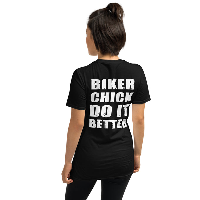 Damen T-Shirt "Biker Chick Do It Better" – Schwarz – Rückansicht
