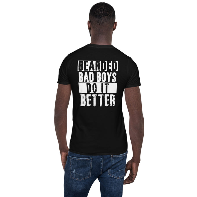 Biker Motorrad T-Shirts"Bearded Inked Bad Boys Do It Better " – Schwarz – Rückansicht