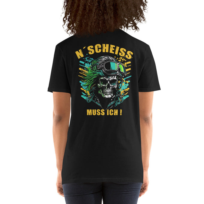 Biker T-Shirt "N´Scheiss Muss Ich !" Variante 2 – Schwarz – Rückansicht