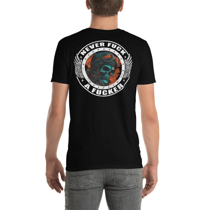 Biker Motorrad T-Shirts "Never Fck a Fcker" Variante 5 – Schwarz – Rückansicht