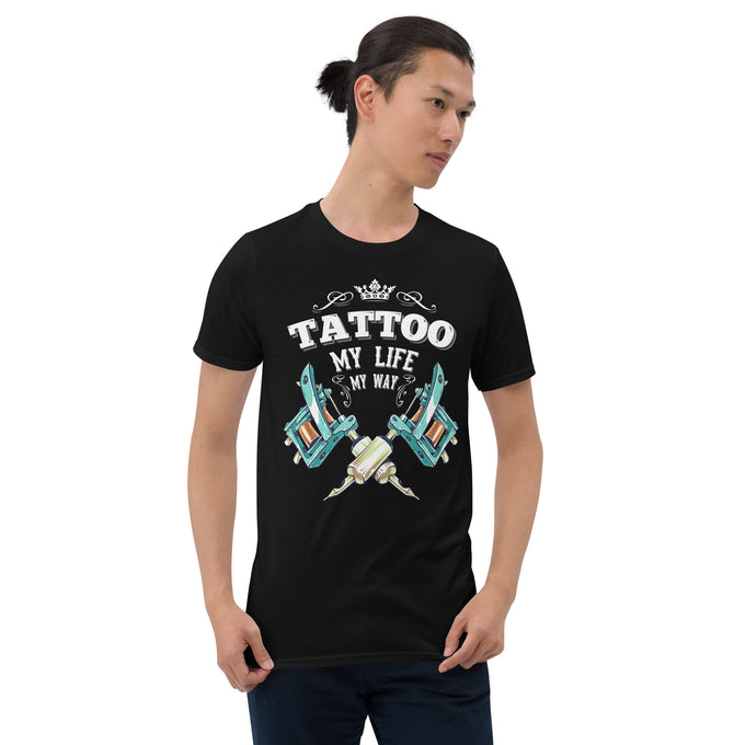 Herren T-Shirt Tattoo "Tattoo: My Life, My Way" – Schwarz – Vorderansicht