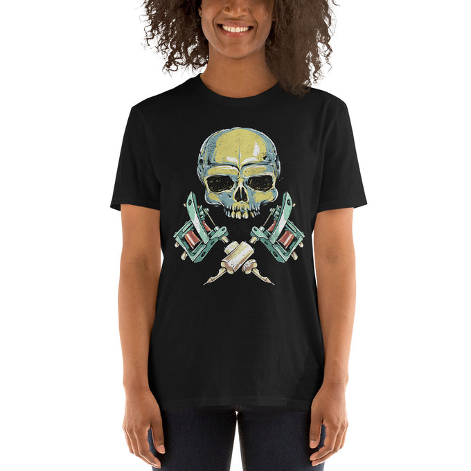 Damen T-Shirt "Skull Tattoo" – Schwarz – Vorderansicht