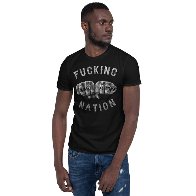 Biker Motorrad T-Shirts "F*cking Nation" Variante 2 – Schwarz – Vorderansicht