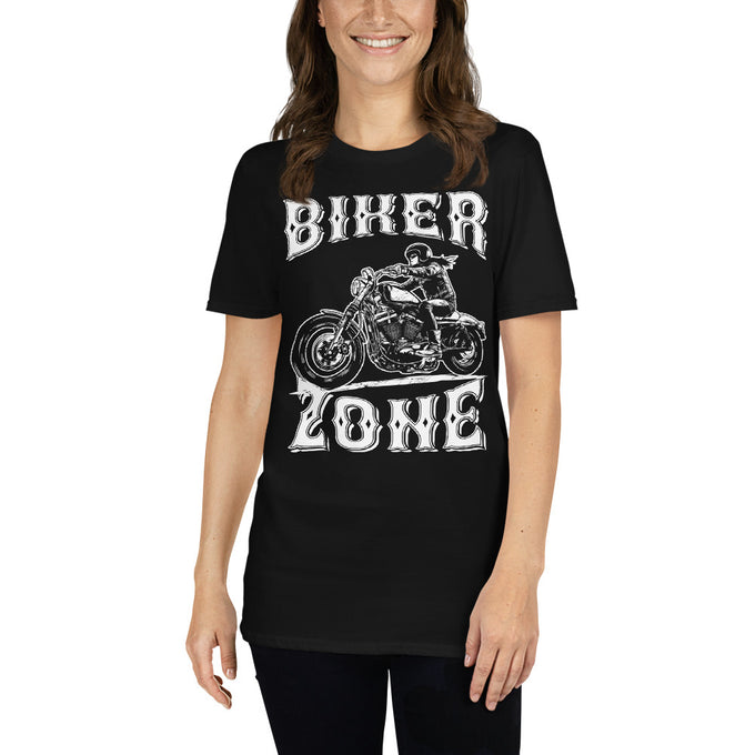 Damen T-Shirt "Biker Zone" Variante 2 – Schwarz – Vorderansicht