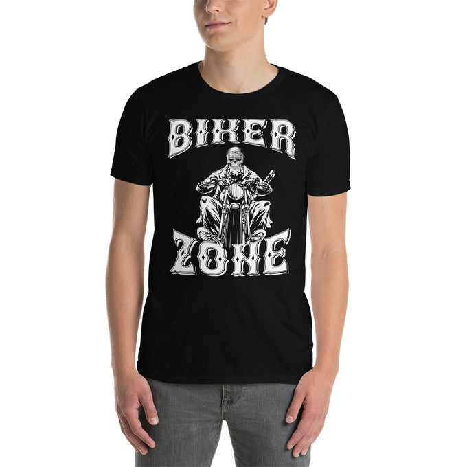 Biker Motorrad T-Shirts "Biker Zone" Variante 1 – Schwarz – Vorderansicht