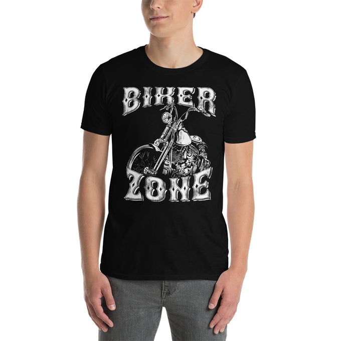 Biker Motorrad T-Shirts "Biker Zone" Variante 4 – Schwarz – Vorderansicht