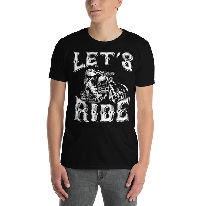 Biker Motorrad T-Shirts "Lets Ride" Variante 1 – Schwarz – Vorderansicht