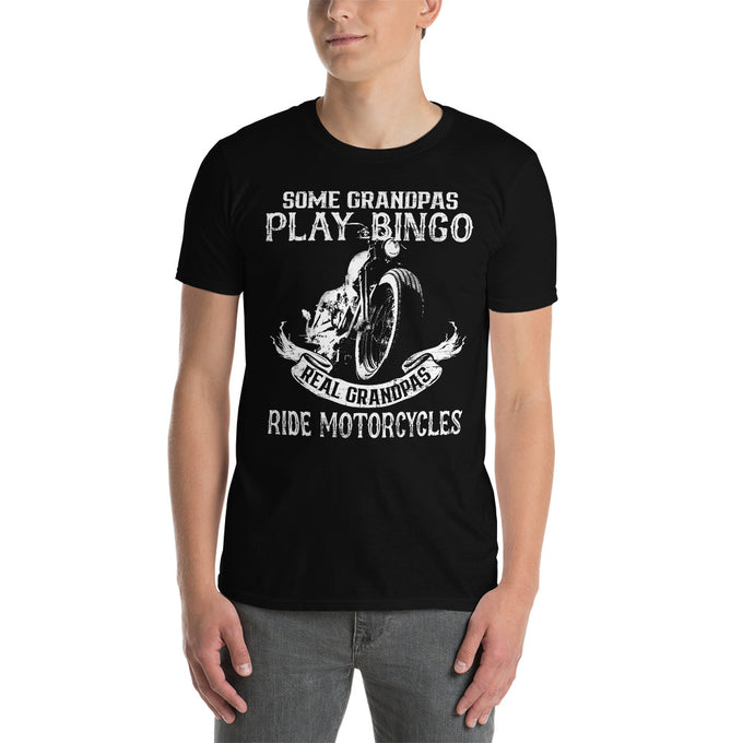 Biker Motorrad T-Shirts"Real Grandpas" Variante 1 – Schwarz – Vorderansicht