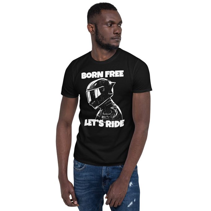 Biker Motorrad T-Shirts "Born Free - Lets Ride" – Schwarz – Vorderansicht