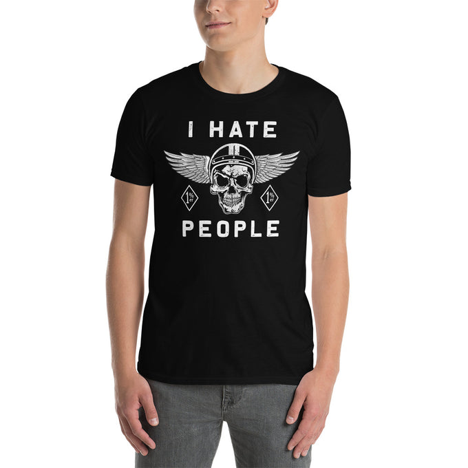 Biker Motorrad T-Shirts "I hate People" – Schwarz – Vorderansicht