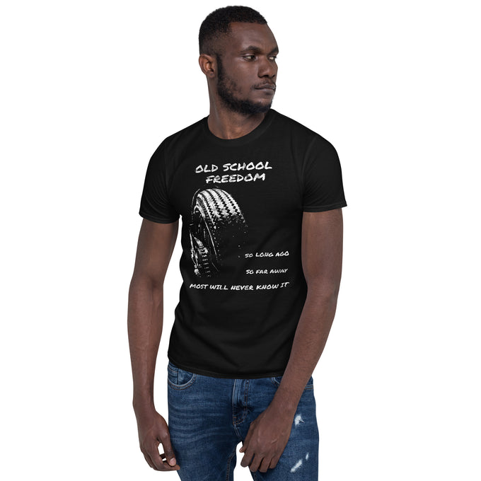 Biker Motorrad T-Shirts"Oldschool Freedom" – Schwarz – Vorderansicht