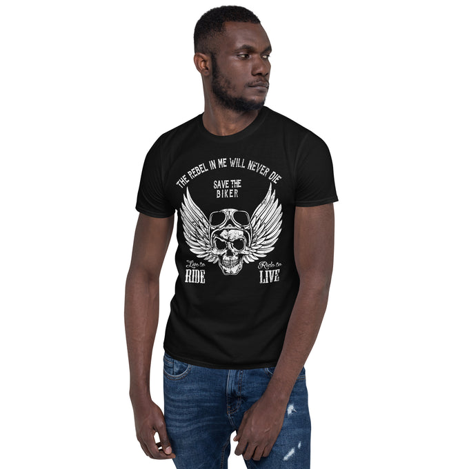 Biker Motorrad T-Shirts "Save the Biker" Variante 2 – Schwarz – Vorderansicht