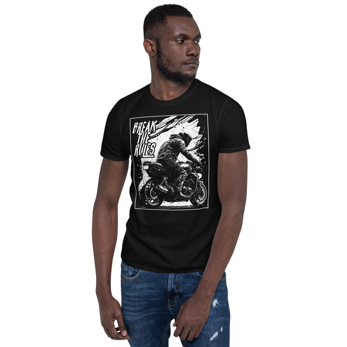 Biker Motorrad T-Shirts "Break The Rules" – Schwarz – Vorderansicht