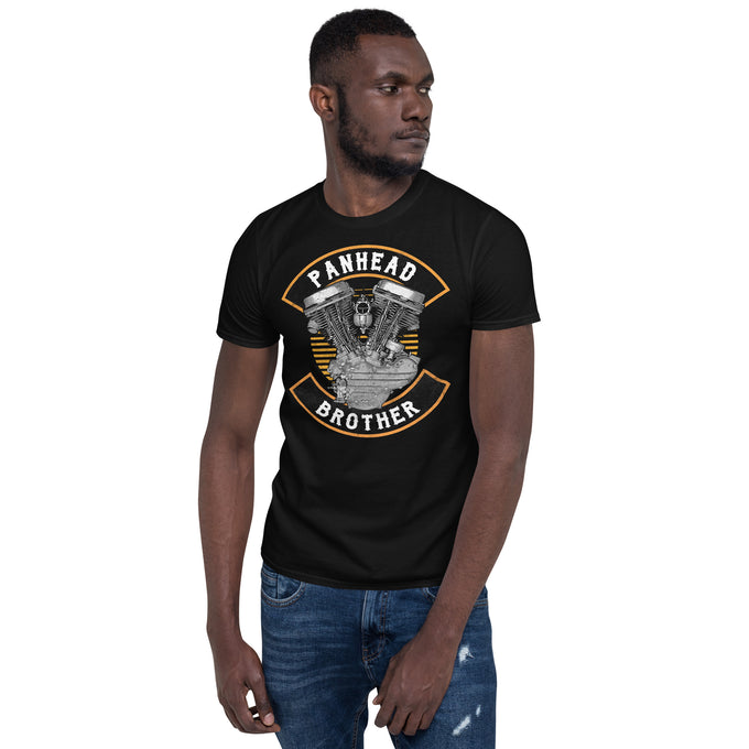 Biker Motorrad T-Shirts "Panhead Brother" – Schwarz – Vorderansicht