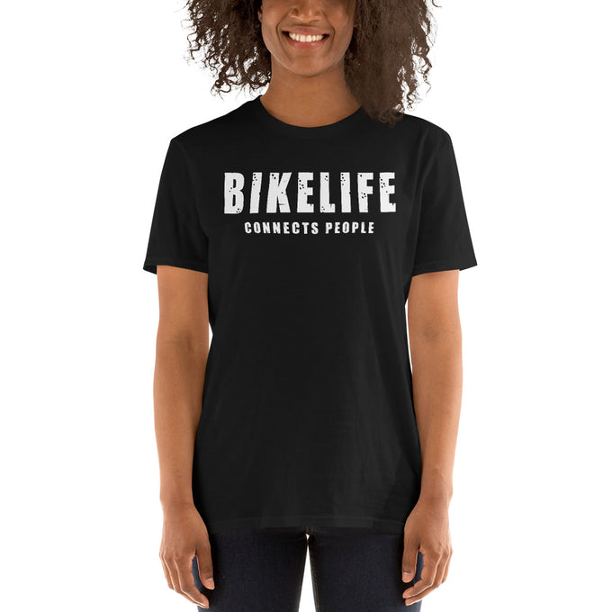 Biker T-Shirt "Bikelife Connects People" – Schwarz – Vorderansicht