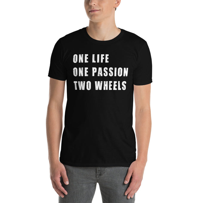 Biker T-Shirt "One Life, One Passion" – Schwarz – Vorderansicht