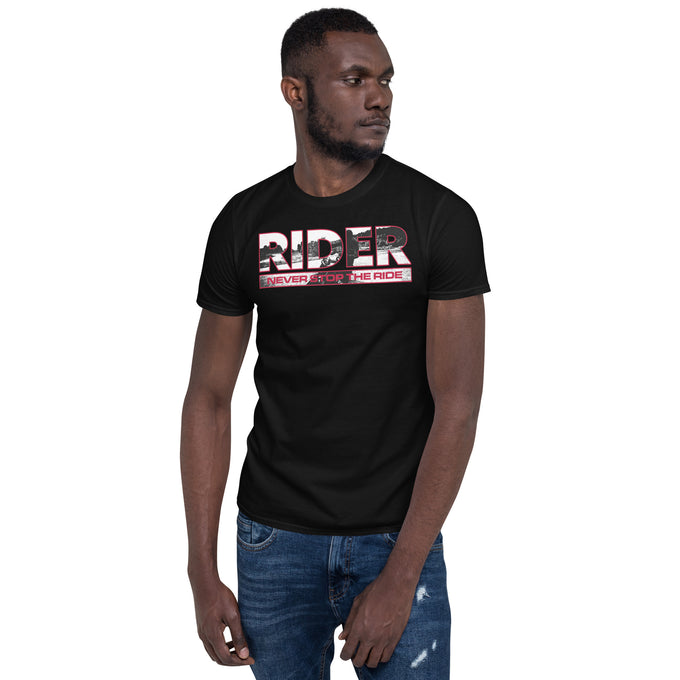Biker T-Shirt "Never Stopp The Ride" – Schwarz – Vorderansicht