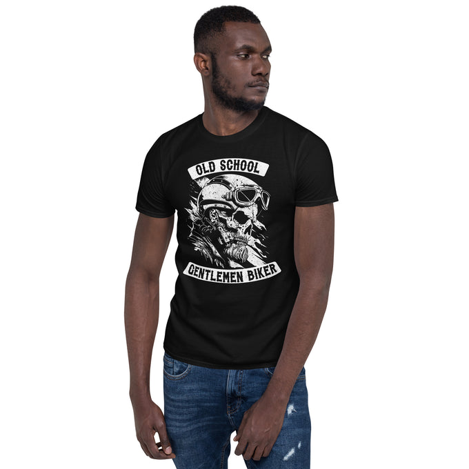 Biker T-Shirt "Old School Gentleman Biker" Variante 2 – Schwarz – Vorderansicht
