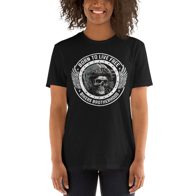 Biker Motorrad T-Shirts"Born To Live Free" Variante 4 – Schwarz – Vorderansicht