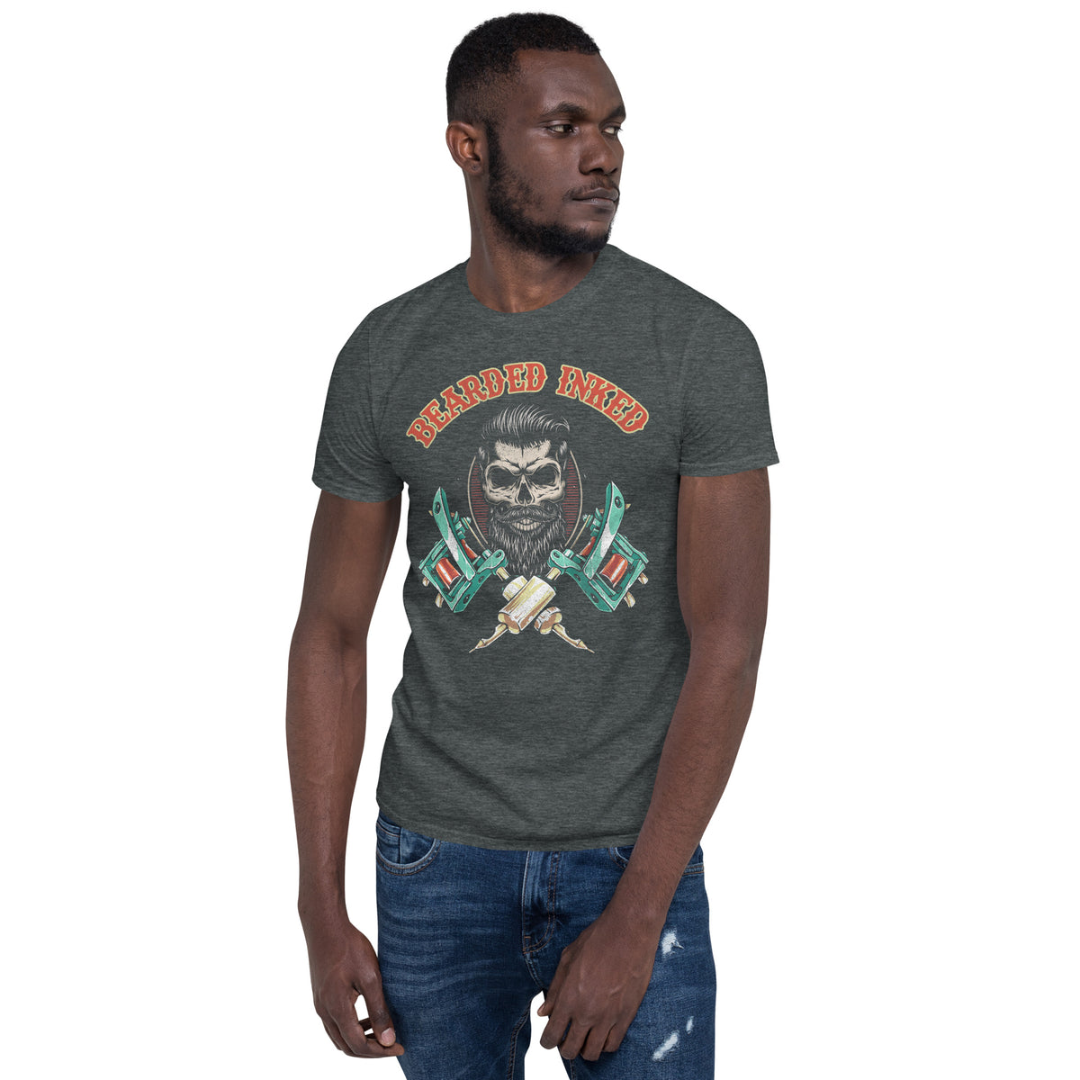 Herren T-Shirt "Bearded, Inked"-Biker-Shirts