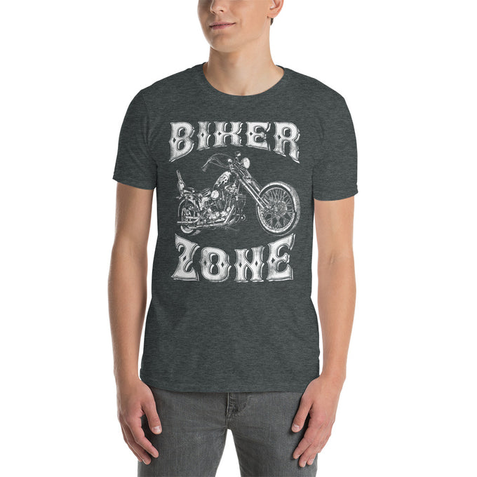 Biker Motorrad T-Shirts "Biker Zone" Variante 2 – Dunkelgrau meliert – Vorderansicht