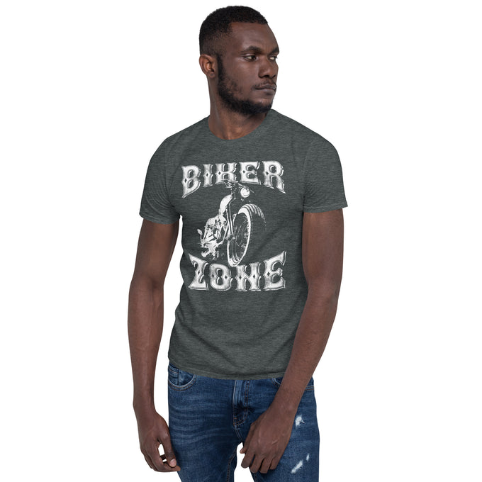 Biker Motorrad T-Shirts "Biker Zone" Variante 3 – Dunkelgrau meliert – Vorderansicht