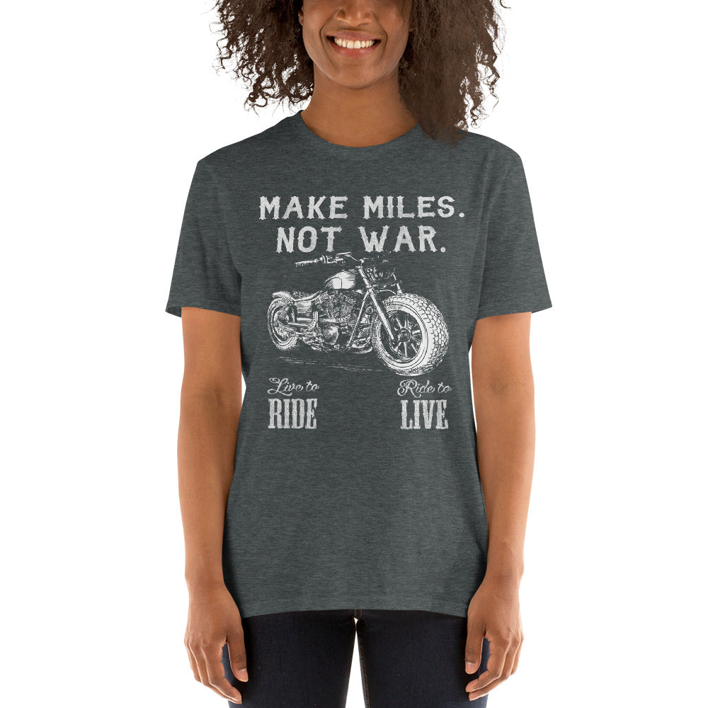 Damen T-Shirt "Make Miles not War" Variante 1-Biker-Shirts