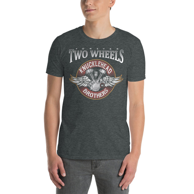Biker Motorrad T-Shirts "Knucklehead Brother" Variante 2 – Dunkelgrau meliert – Vorderansicht