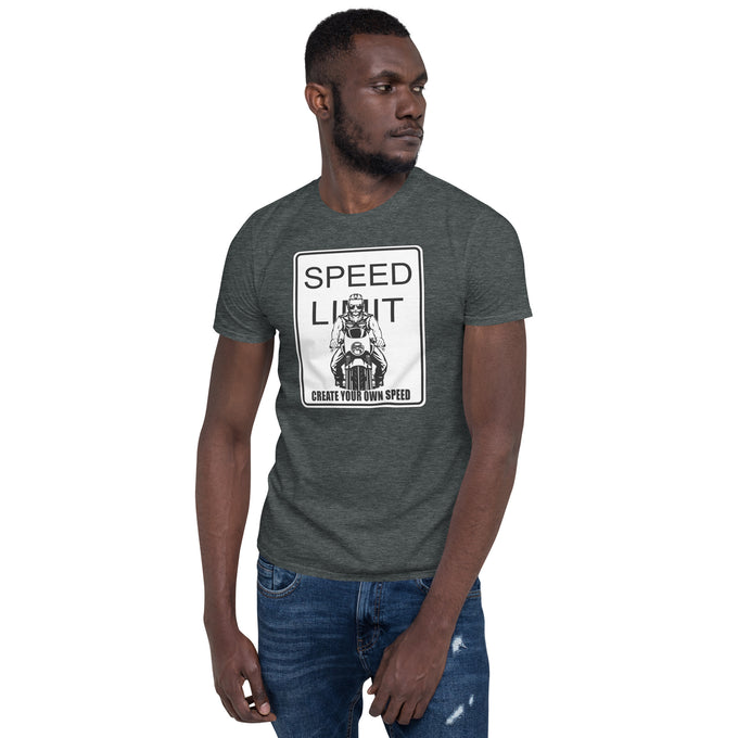 Biker Motorrad T-Shirts " Speed Limit Create Your Own Speed" Variante 3 – Dunkelgrau meliert – Vorderansicht