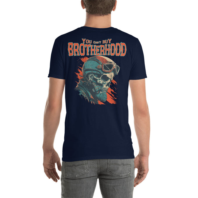 Biker Motorrad T-Shirts "You Can´t Buy Brotherhood" Variante 4 – Marineblau – Rückansicht