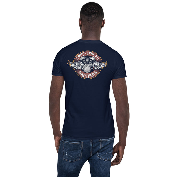 Biker Motorrad T-Shirts "Knucklehead Brother" Variante 1 – Marineblau – Rückansicht