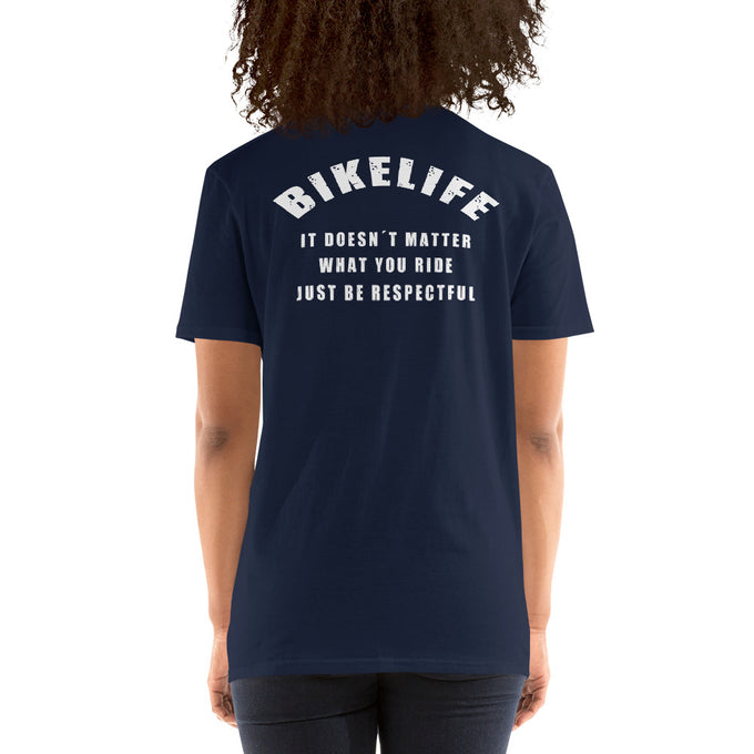 Biker T-Shirt "Bikelife" – Marineblau – Rückansicht